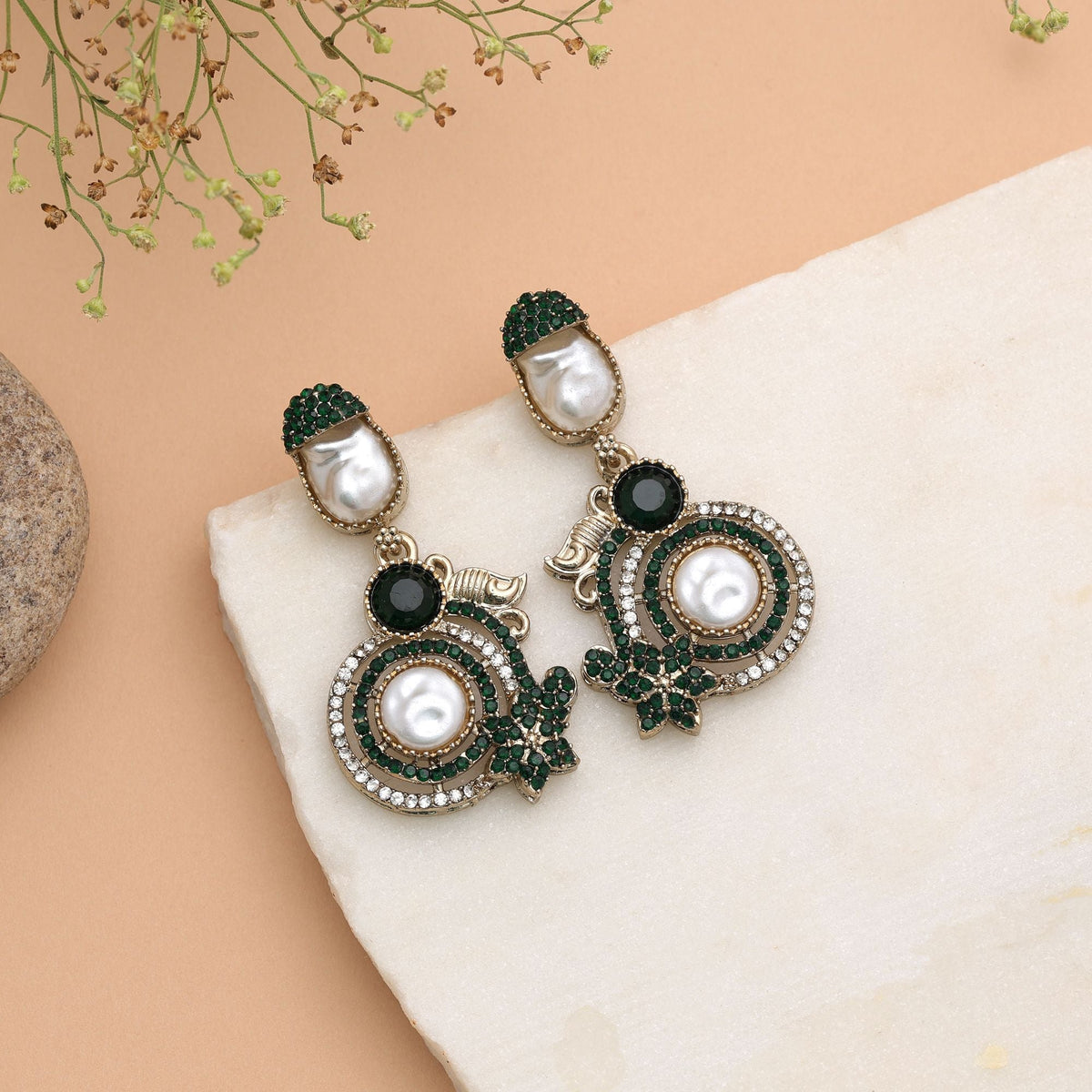 White Color Turkish Kundan Bridal Earrings For Women