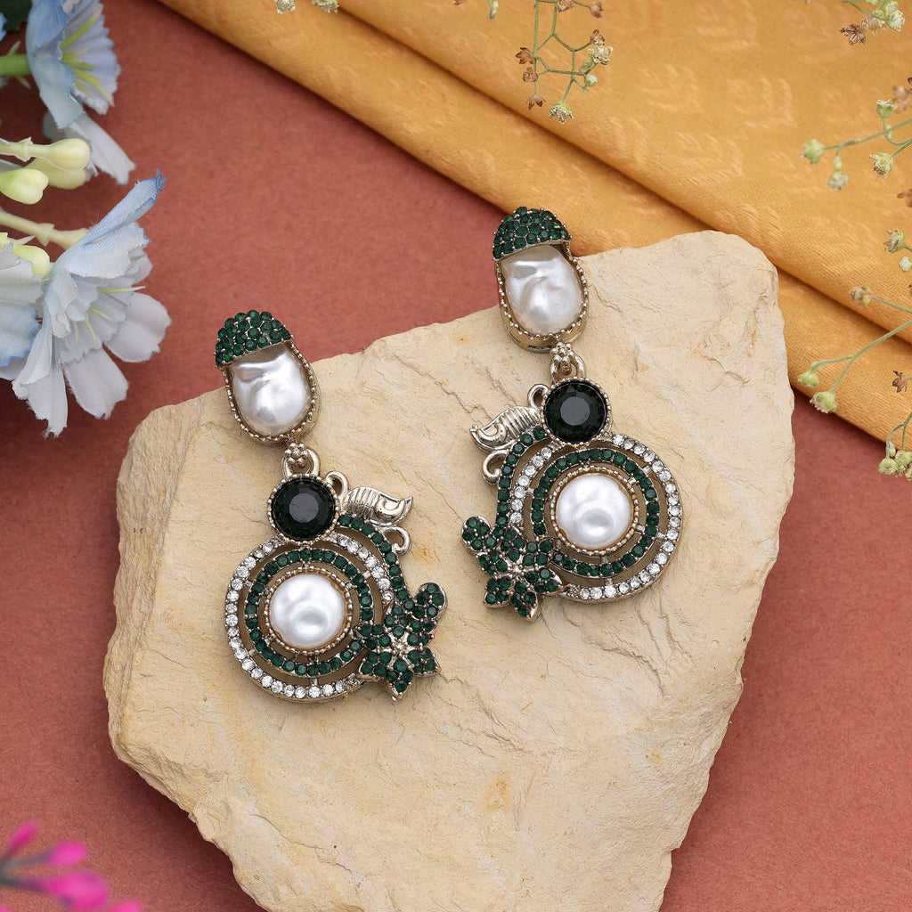 White Color Turkish Kundan Bridal Earrings For Women