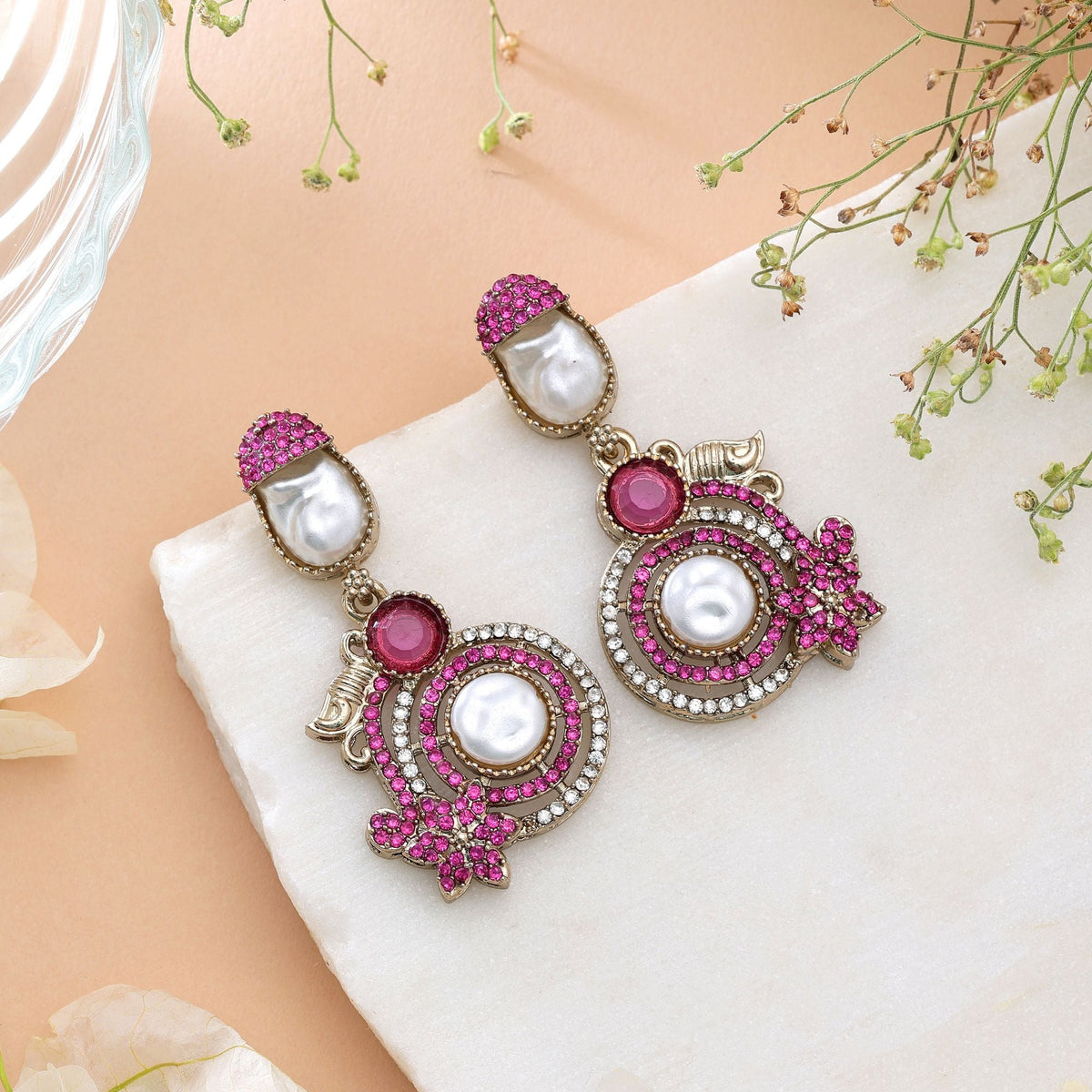 Rama Green Color Turkish Kundan Bridal Earrings For Women