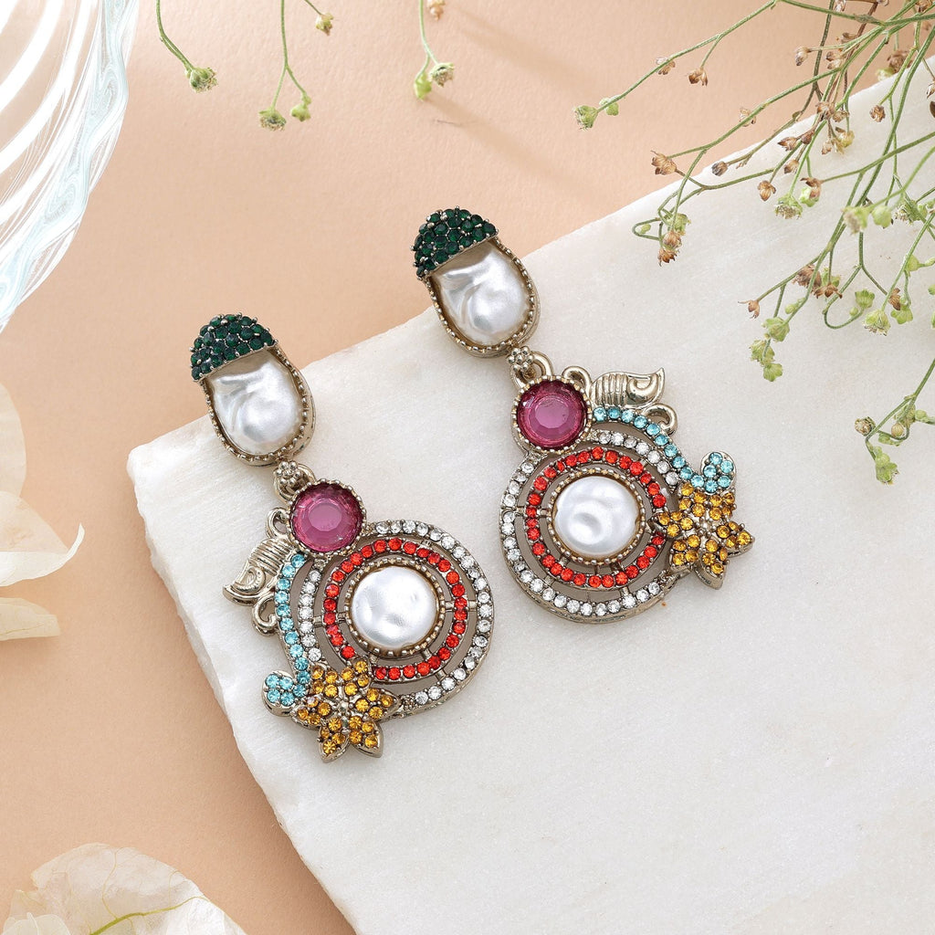 Black Color Turkish Kundan Bridal Earrings For Women