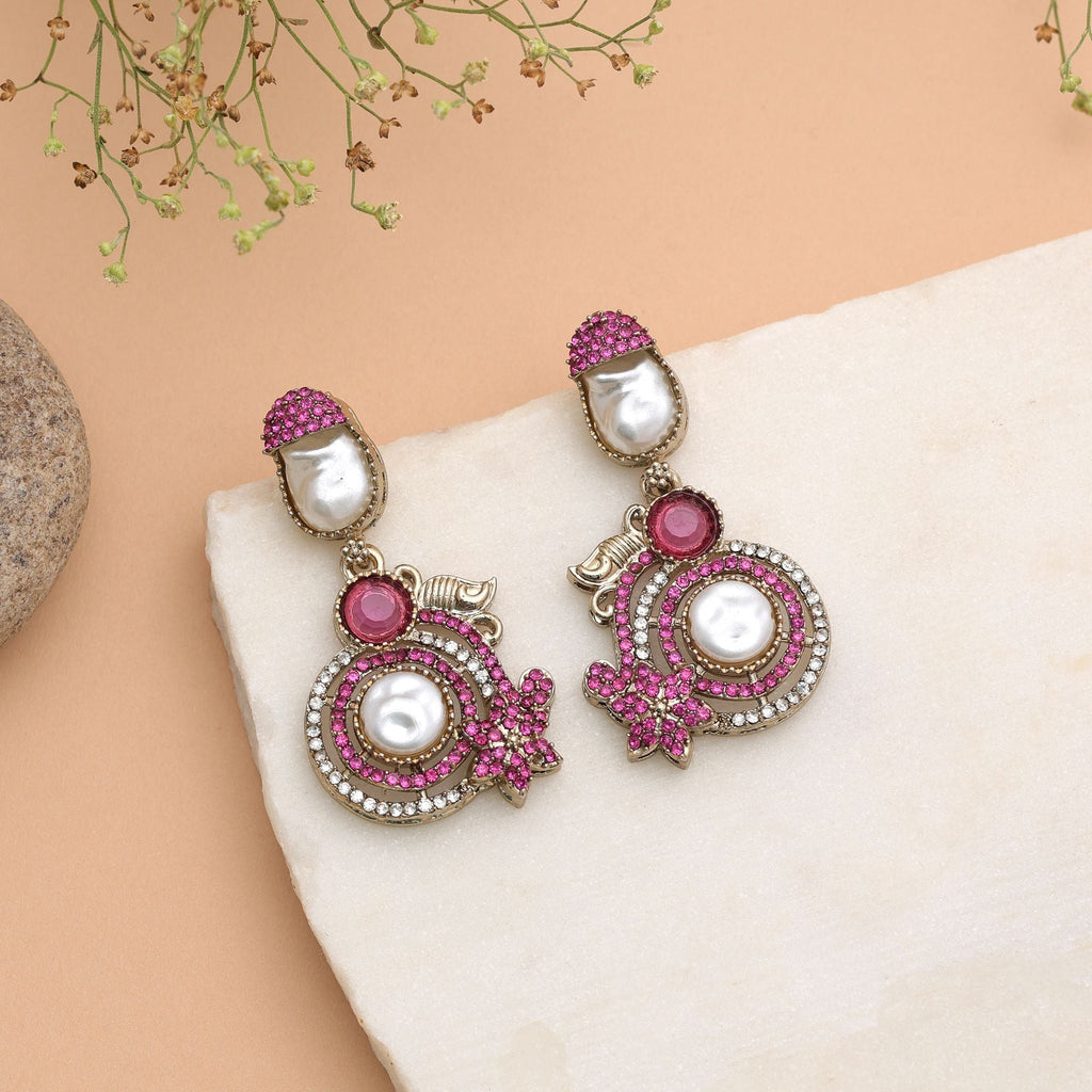 Light Pink Color Turkish Kundan Traditional Earrings For Women