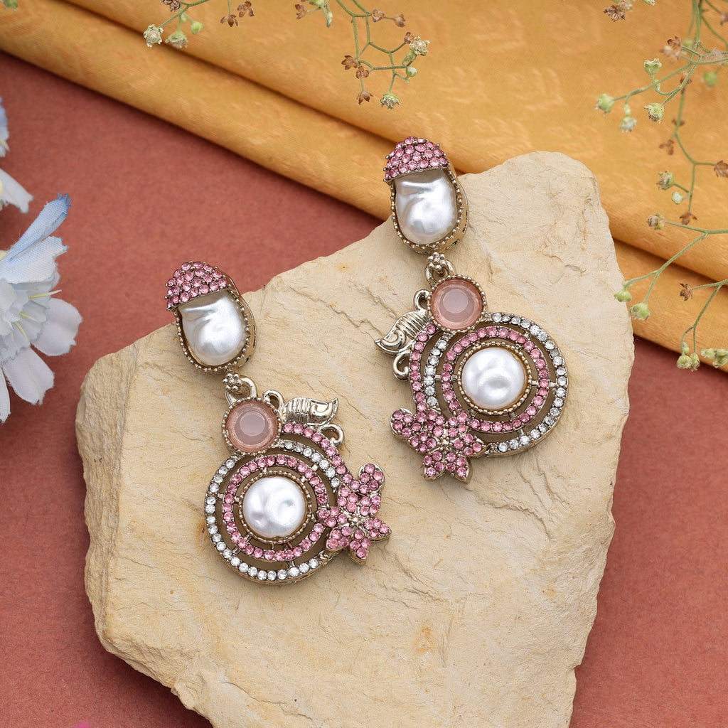 Light Pink Color Turkish Kundan Traditional Earrings For Women