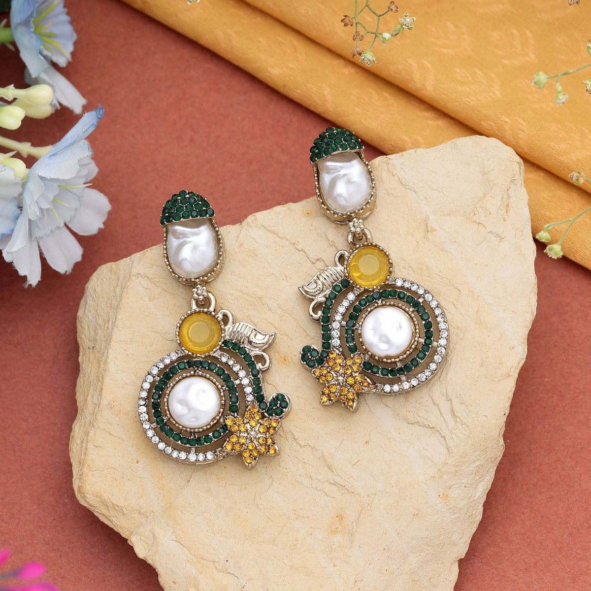 Multi Color Turkish Kundan Traditional Earrings For Women
