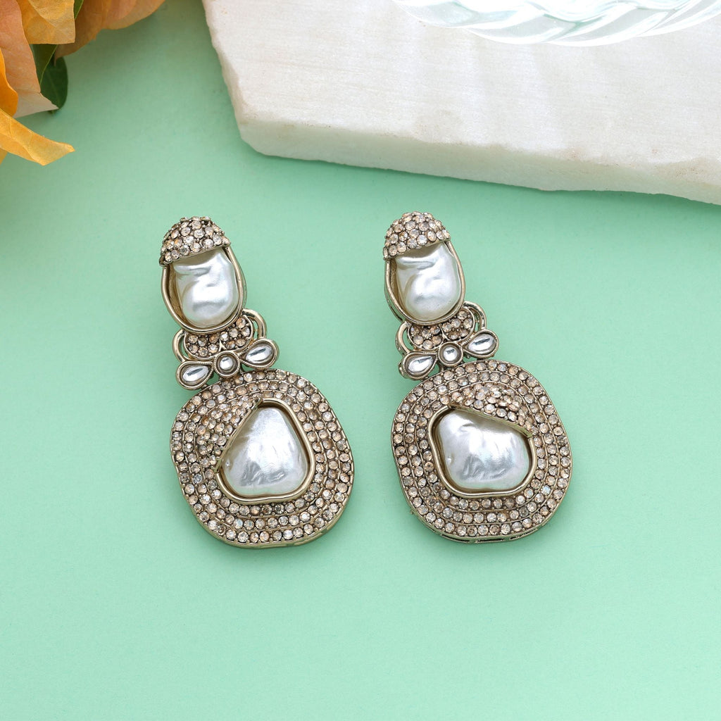 White Color Turkish Kundan Traditional Earrings For Women