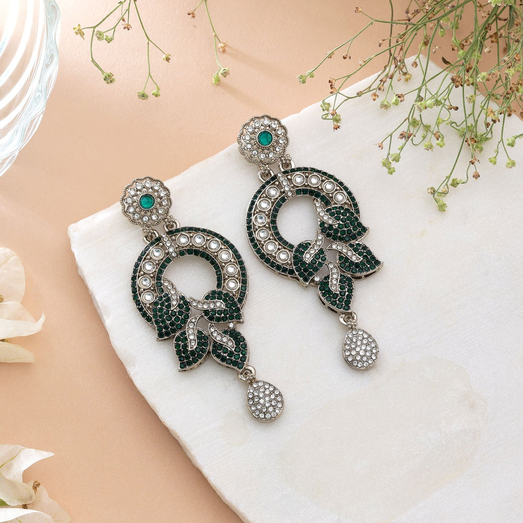 Light Green Color Turkish Kundan Earrings For Women