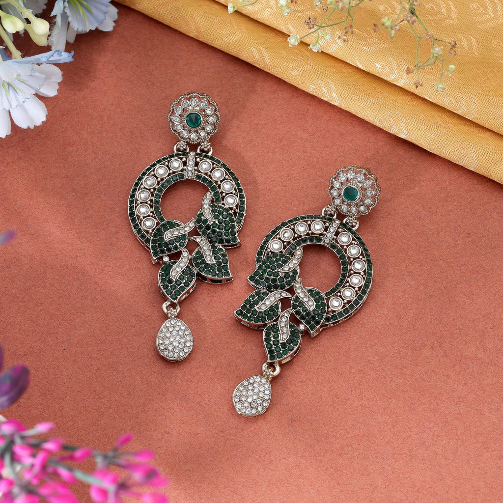 Light Green Color Turkish Kundan Earrings For Women