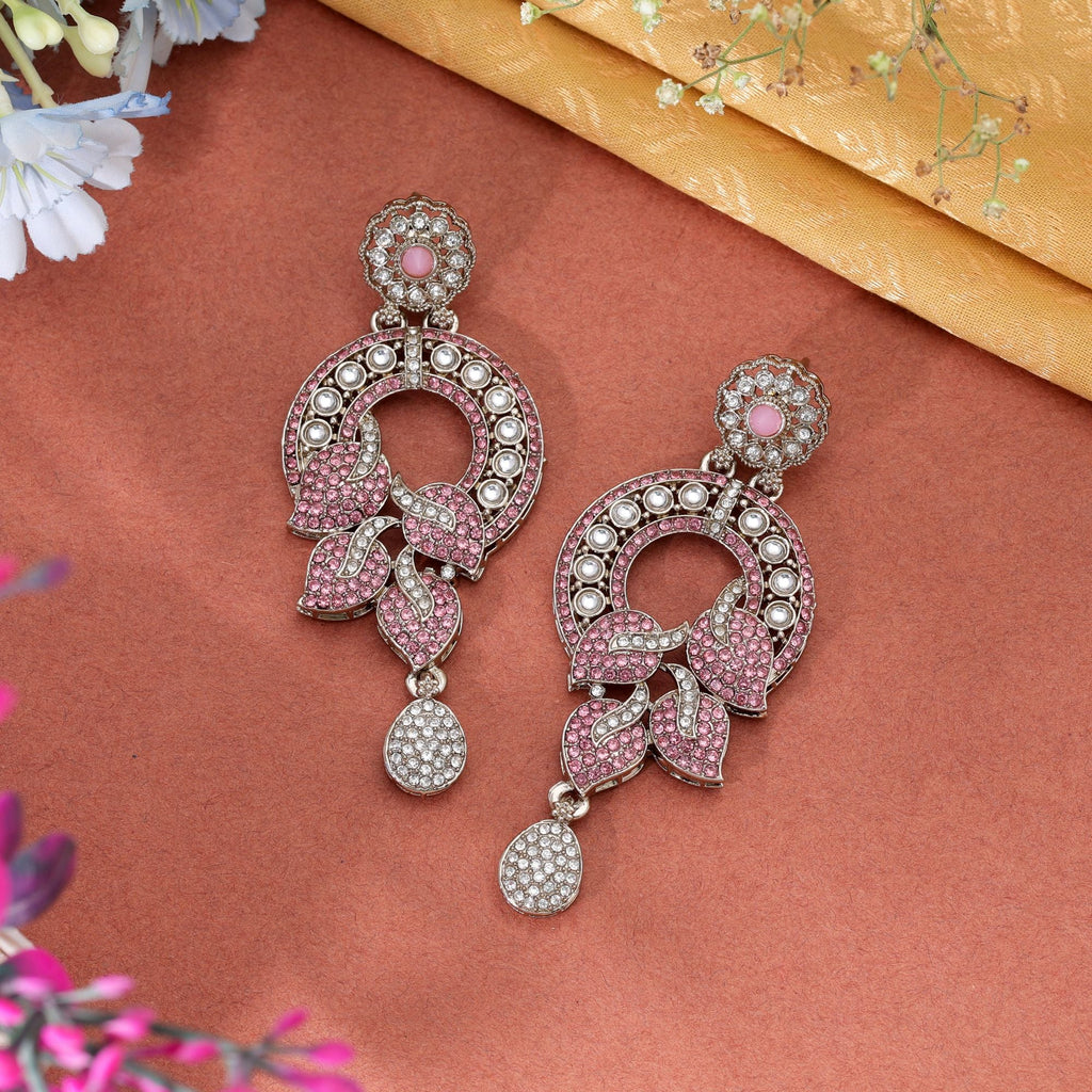 Light Pink Color Turkish Kundan Bridal Earrings For Women