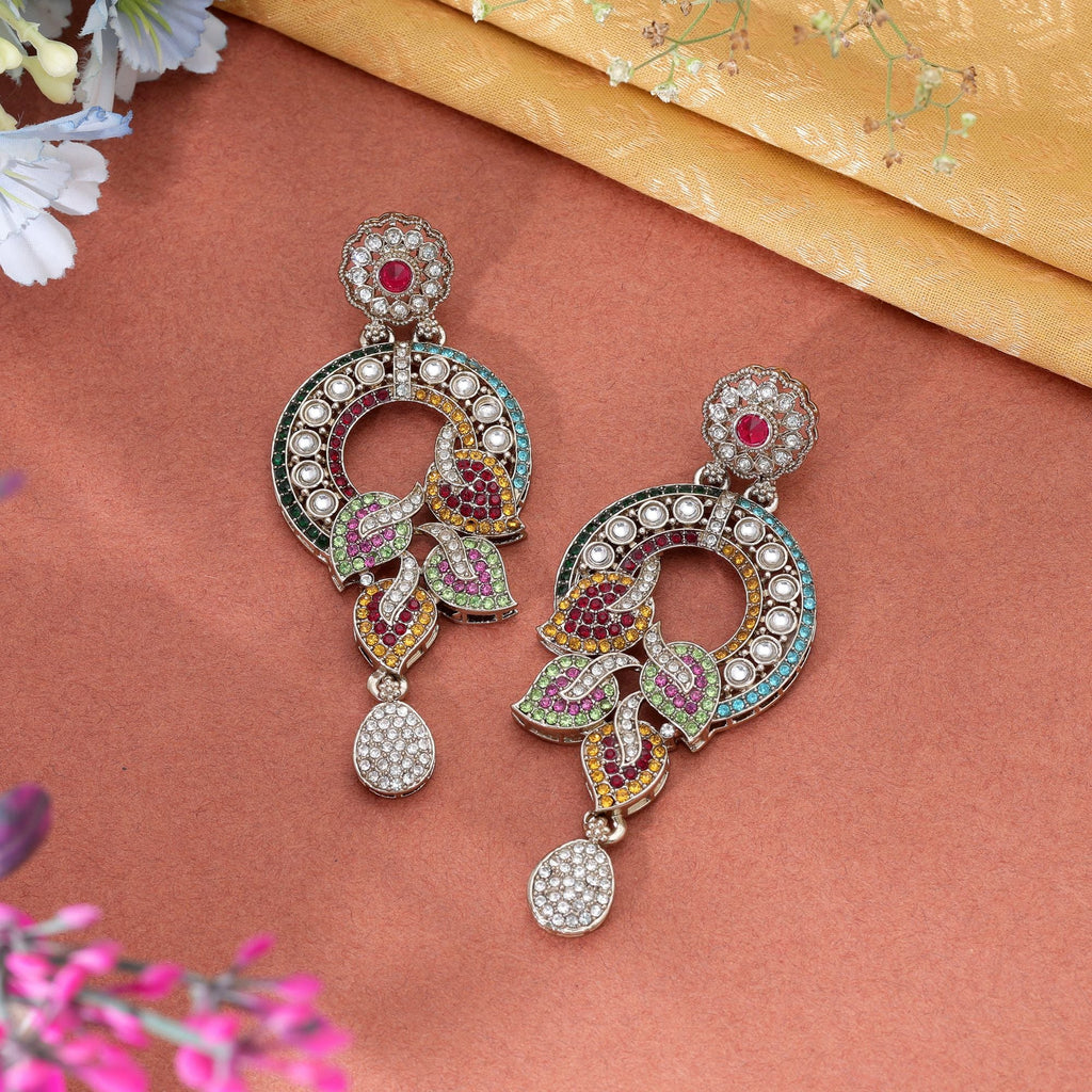 Multi Color Turkish Kundan Traditional Earrings For Women