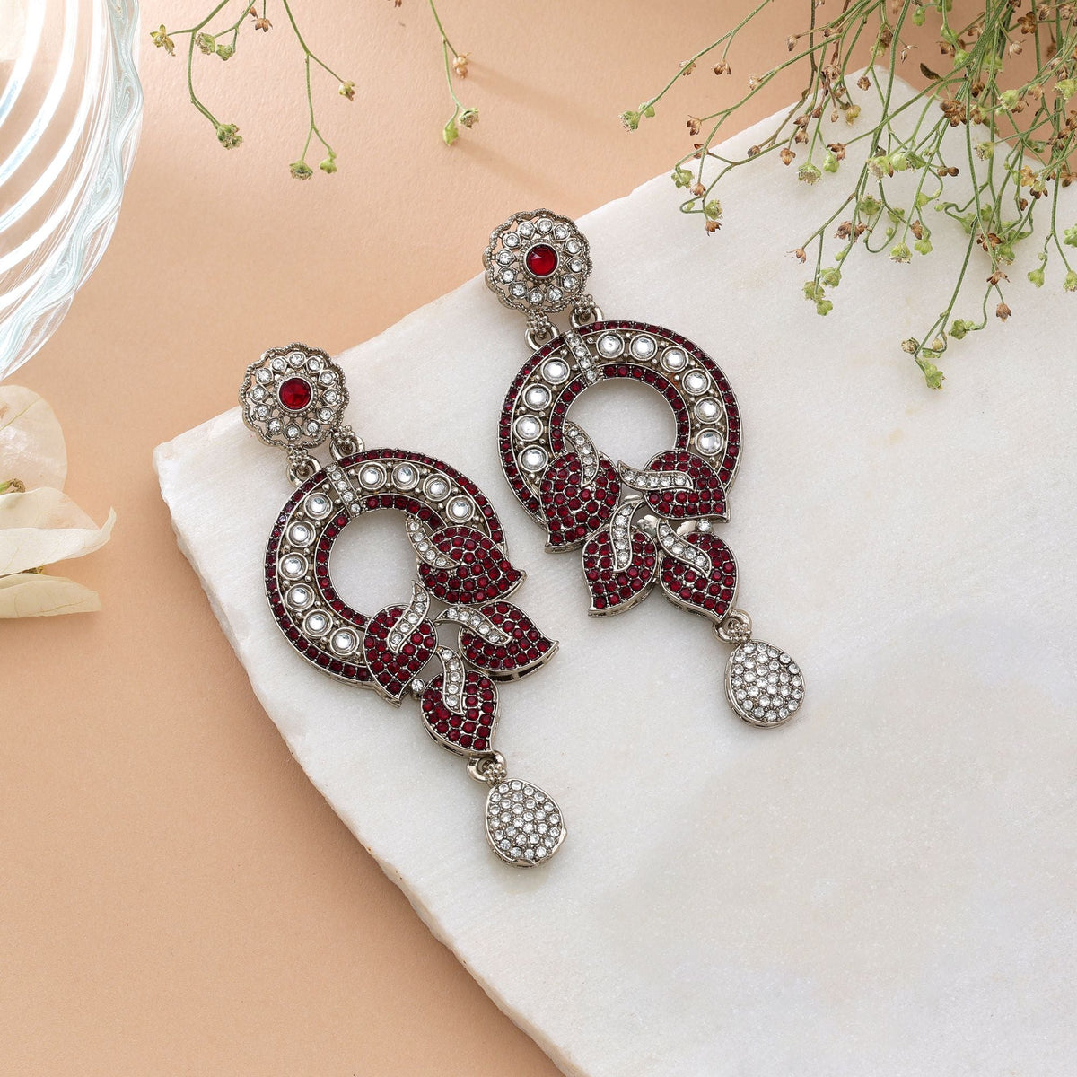 Black Color Turkish Kundan Earrings For Women