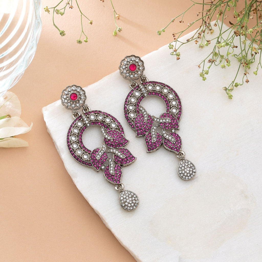 Light Pink Color Turkish Kundan Traditional Earrings For Women