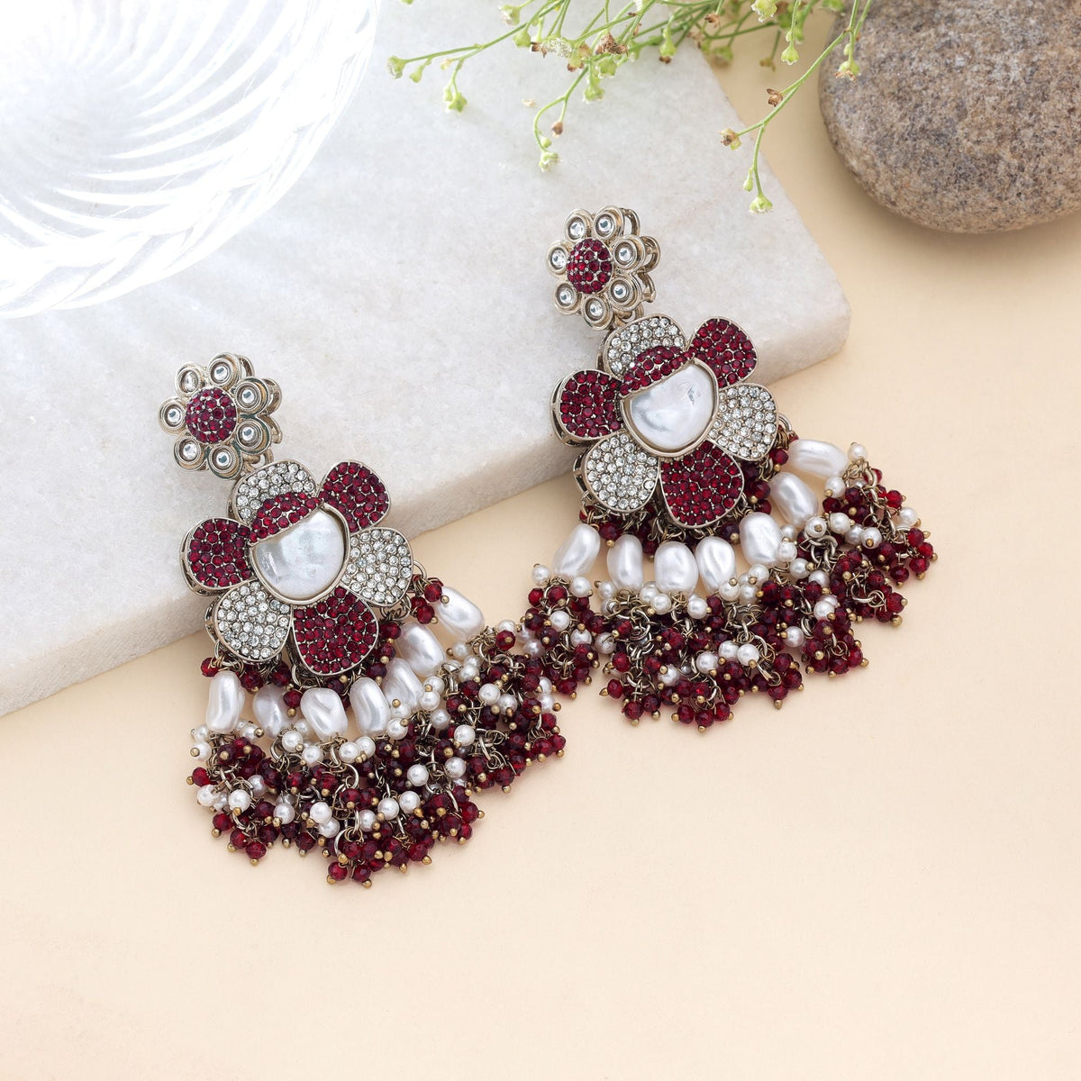 Rama Green Color Turkish Kundan Bridal Earrings For Women