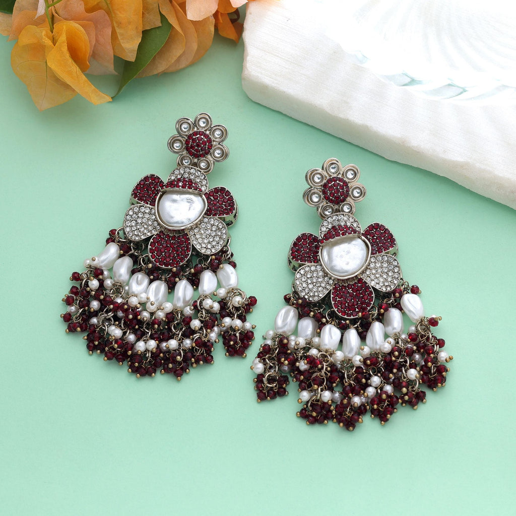 Rama Green Color Turkish Kundan Bridal Earrings For Women
