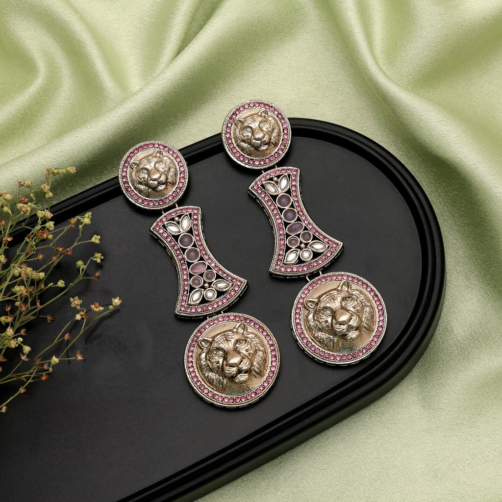 Soft Light Pink Color Kundan Drop Earrings For Delicate Ethnic Dress