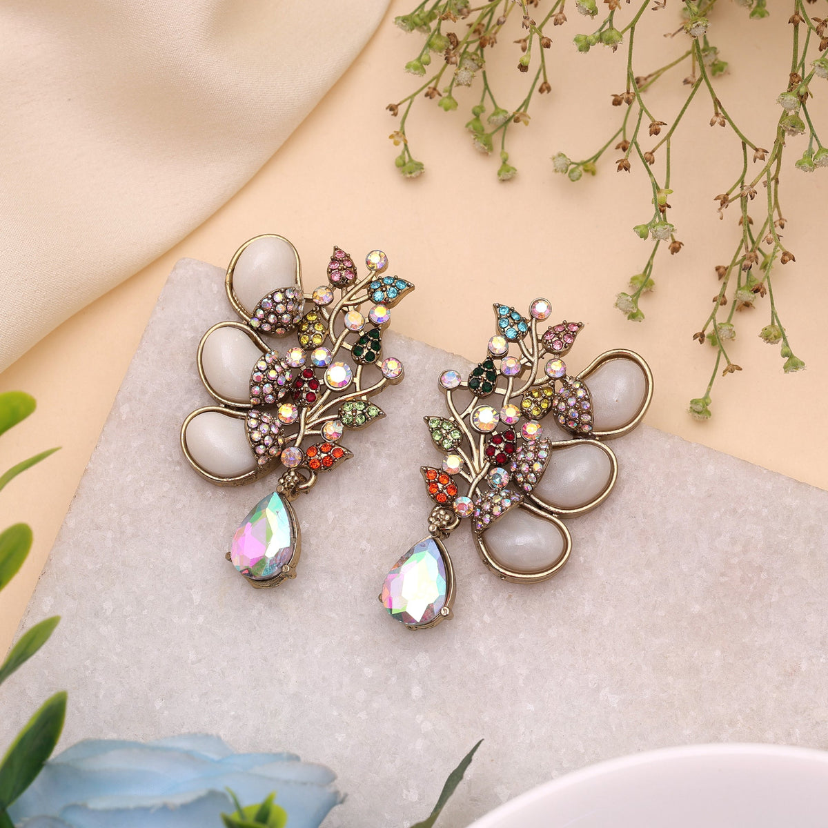 Vibrant Festival Multi Color Kundan Jhumka Earrings For Traditional Celebrations