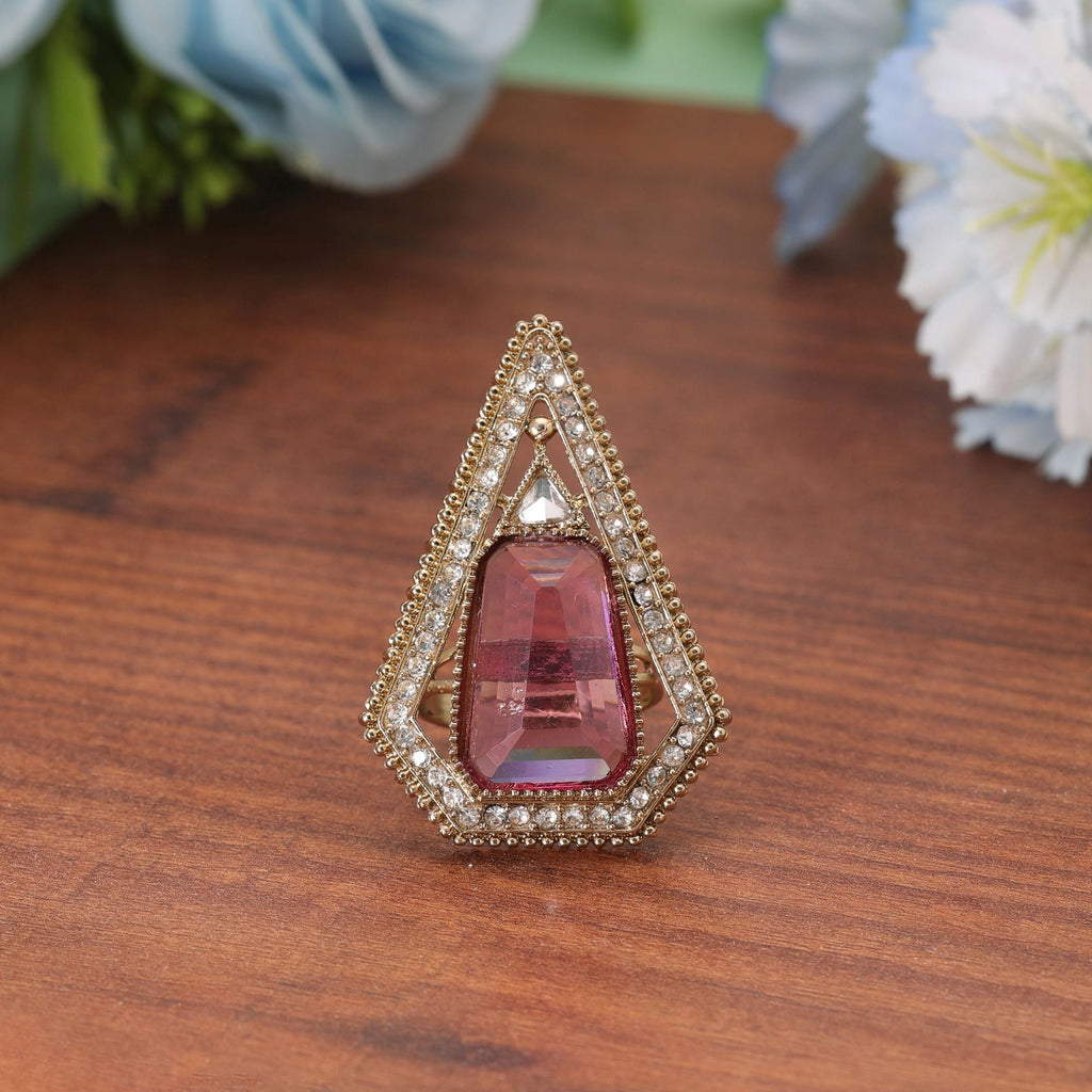 Purple Color Handmade Kundan Women's Ring