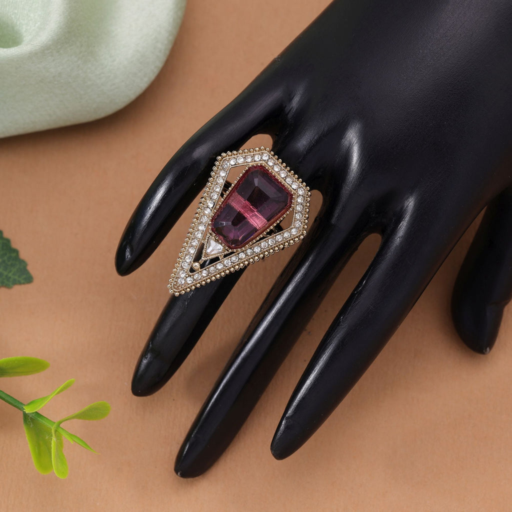 Purple Color Handmade Kundan Women's Ring