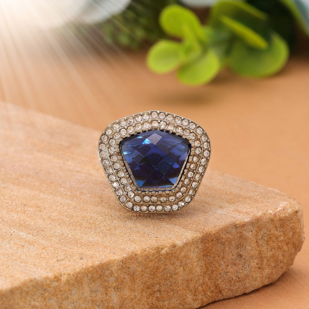 Blue Color Stone Fashion Ring For Women's