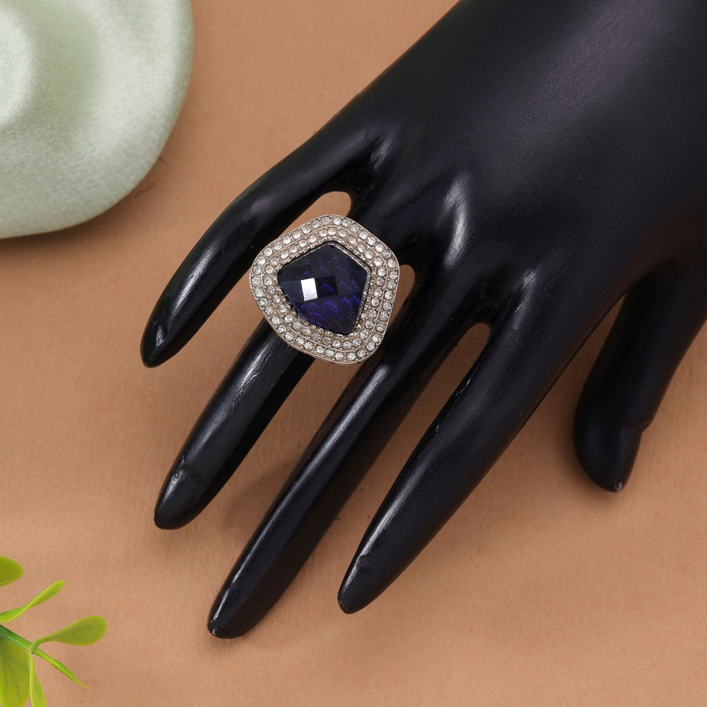 Blue Color Stone Fashion Ring For Women's
