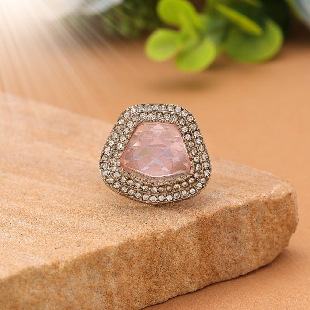 Elegant Fashion Light Pink Color Stone Ring For Women