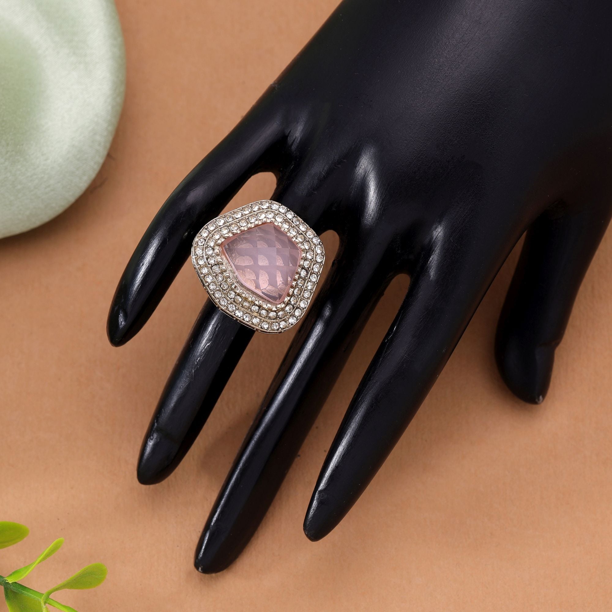 Elegant Fashion Light Pink Color Stone Ring For Women