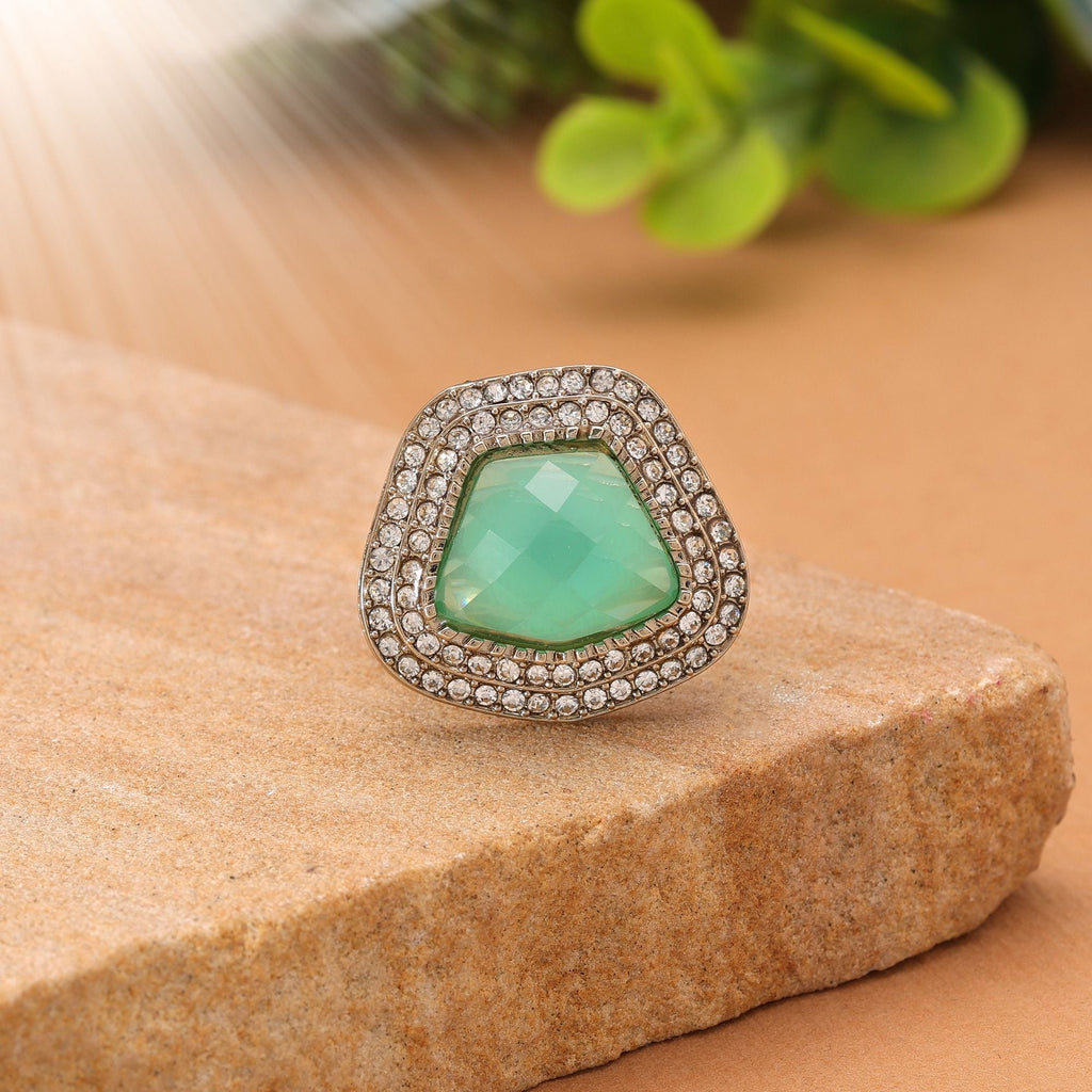 Elegant Handmade Paris Green Color Stone Ring For Women