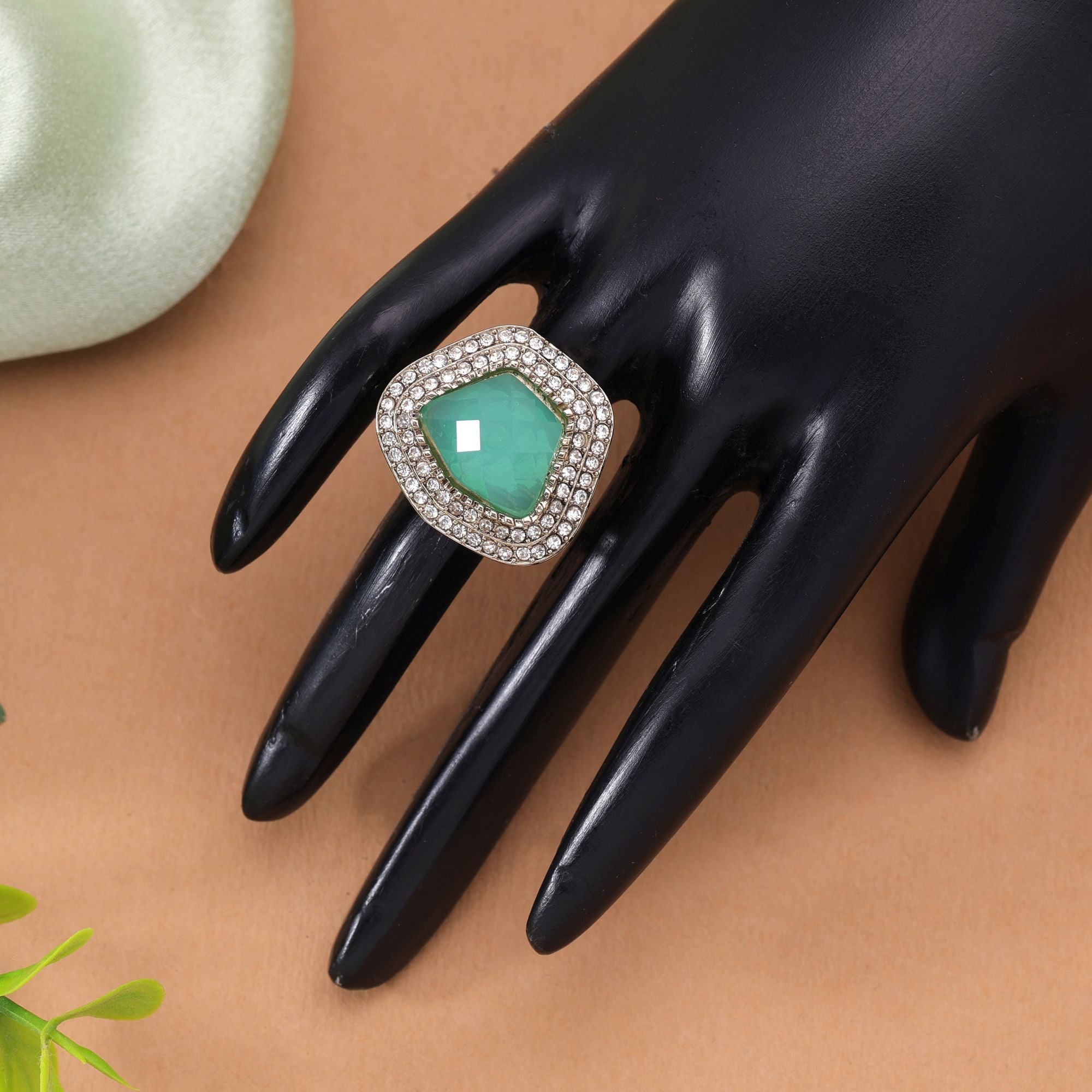Elegant Handmade Paris Green Color Stone Ring For Women