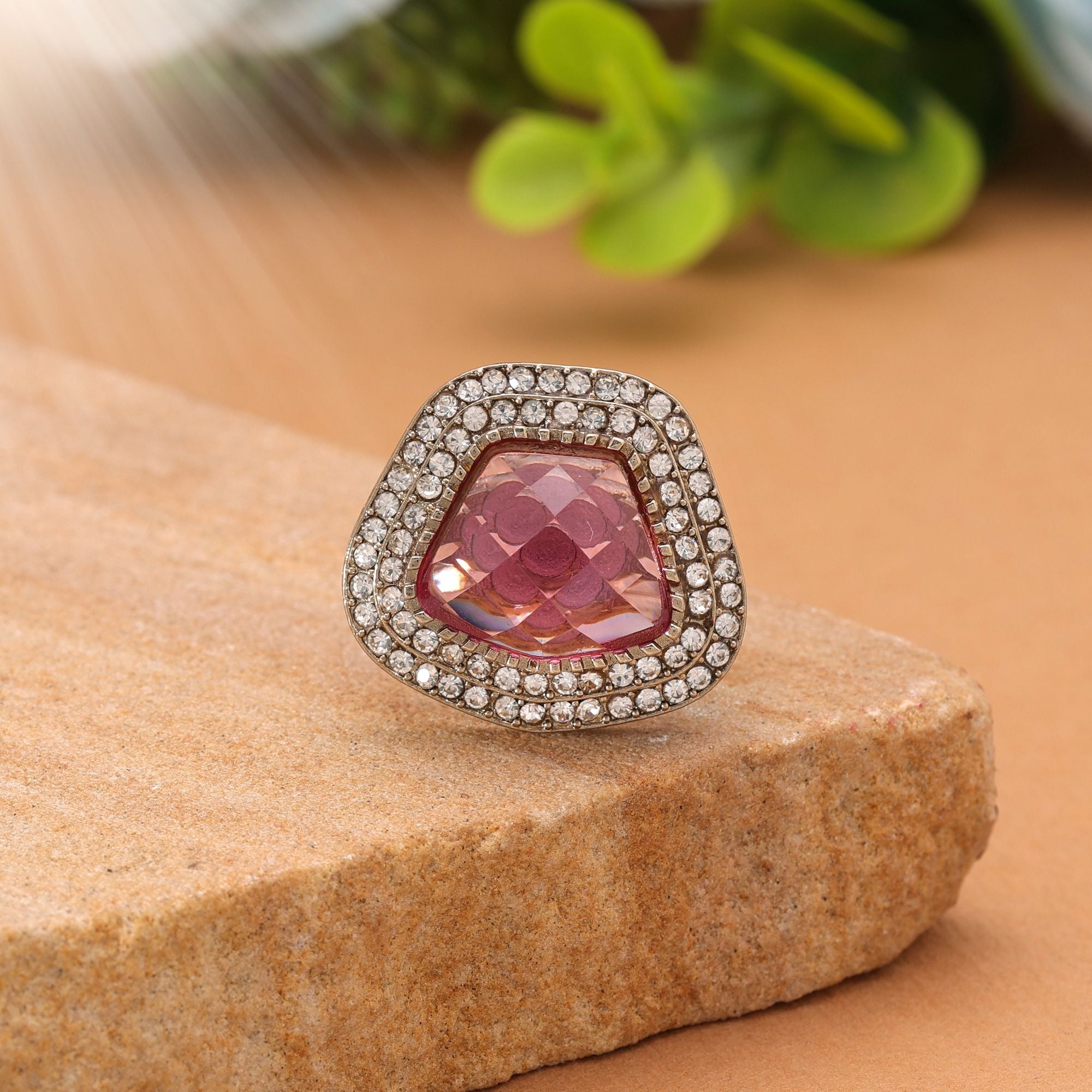 Traditional Designer Purple Color Kundan Ring For Women