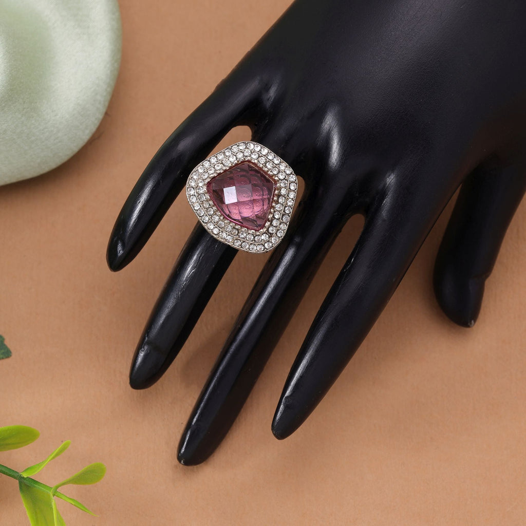 Traditional Designer Purple Color Kundan Ring For Women