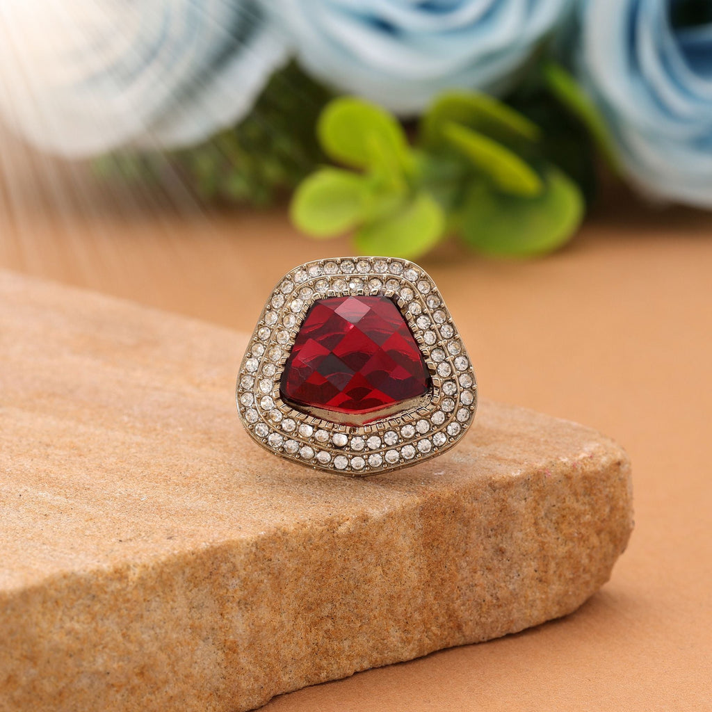 Red Color Traditional Stone Women's Ring