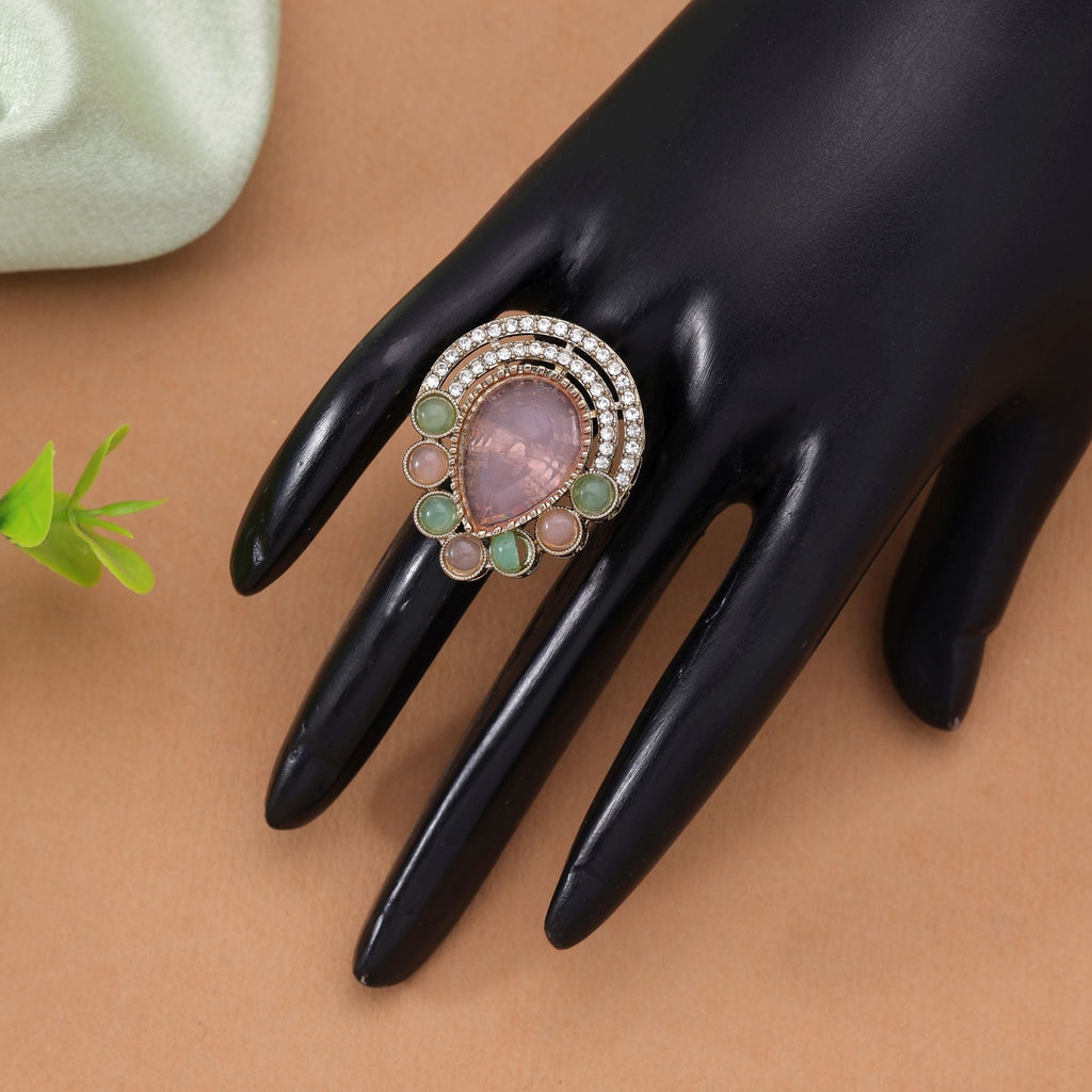 Traditional Designer Multi Color Kundan Ring For Women