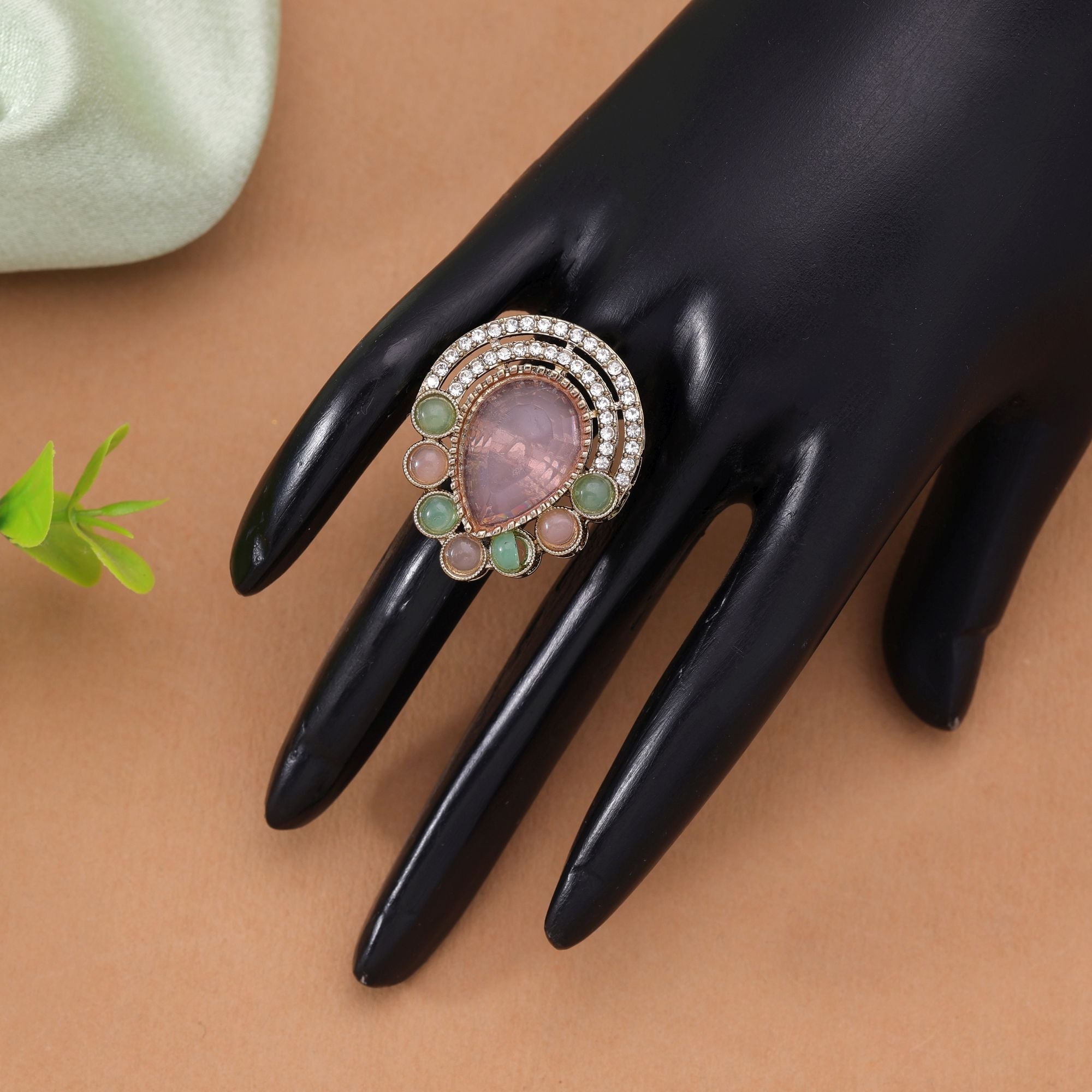 Traditional Designer Multi Color Kundan Ring For Women
