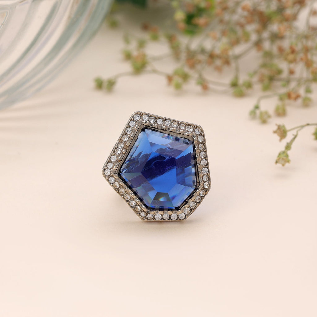 Blue Color Party Wear Stone Women's Ring