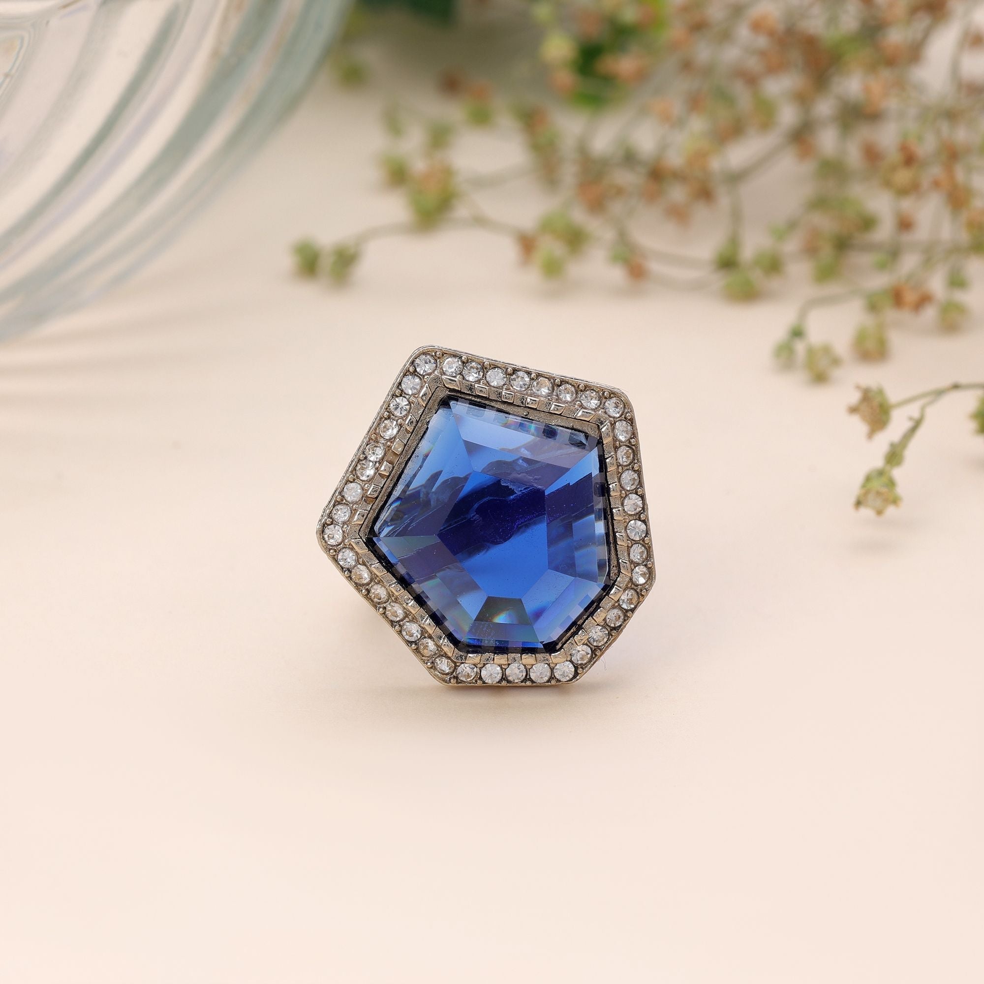 Blue Color Party Wear Stone Women's Ring