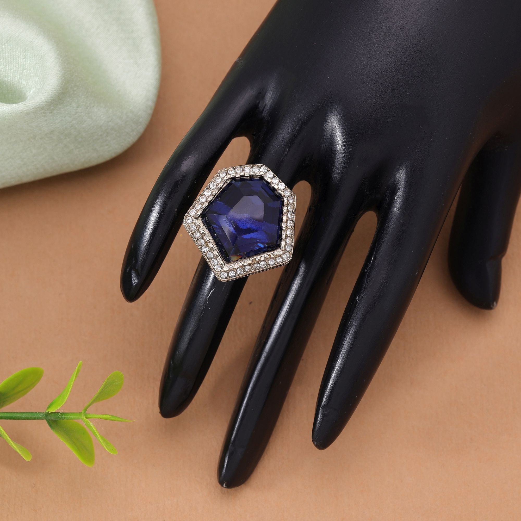 Blue Color Party Wear Stone Women's Ring