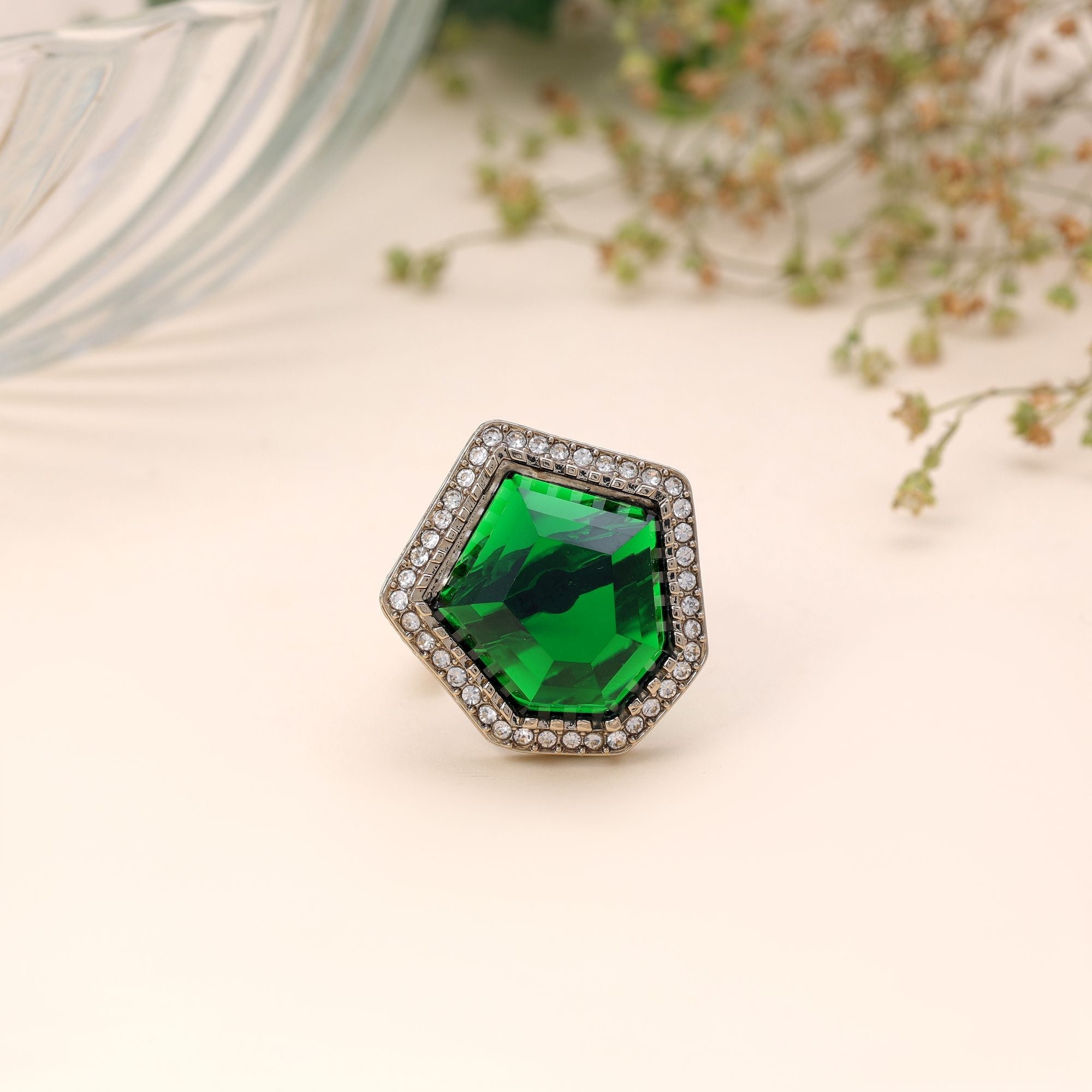 Green Color Designer Elegant Stone Women's Ring