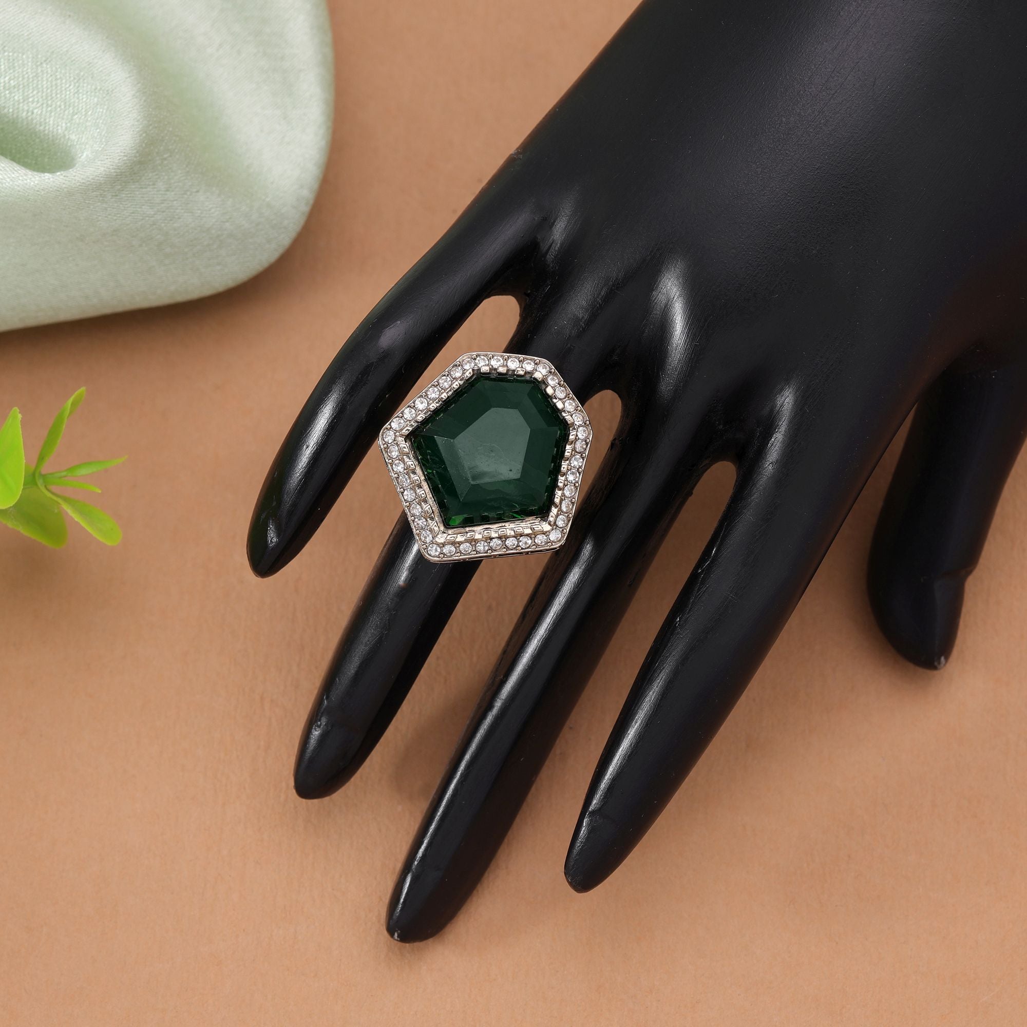 Green Color Designer Elegant Stone Women's Ring