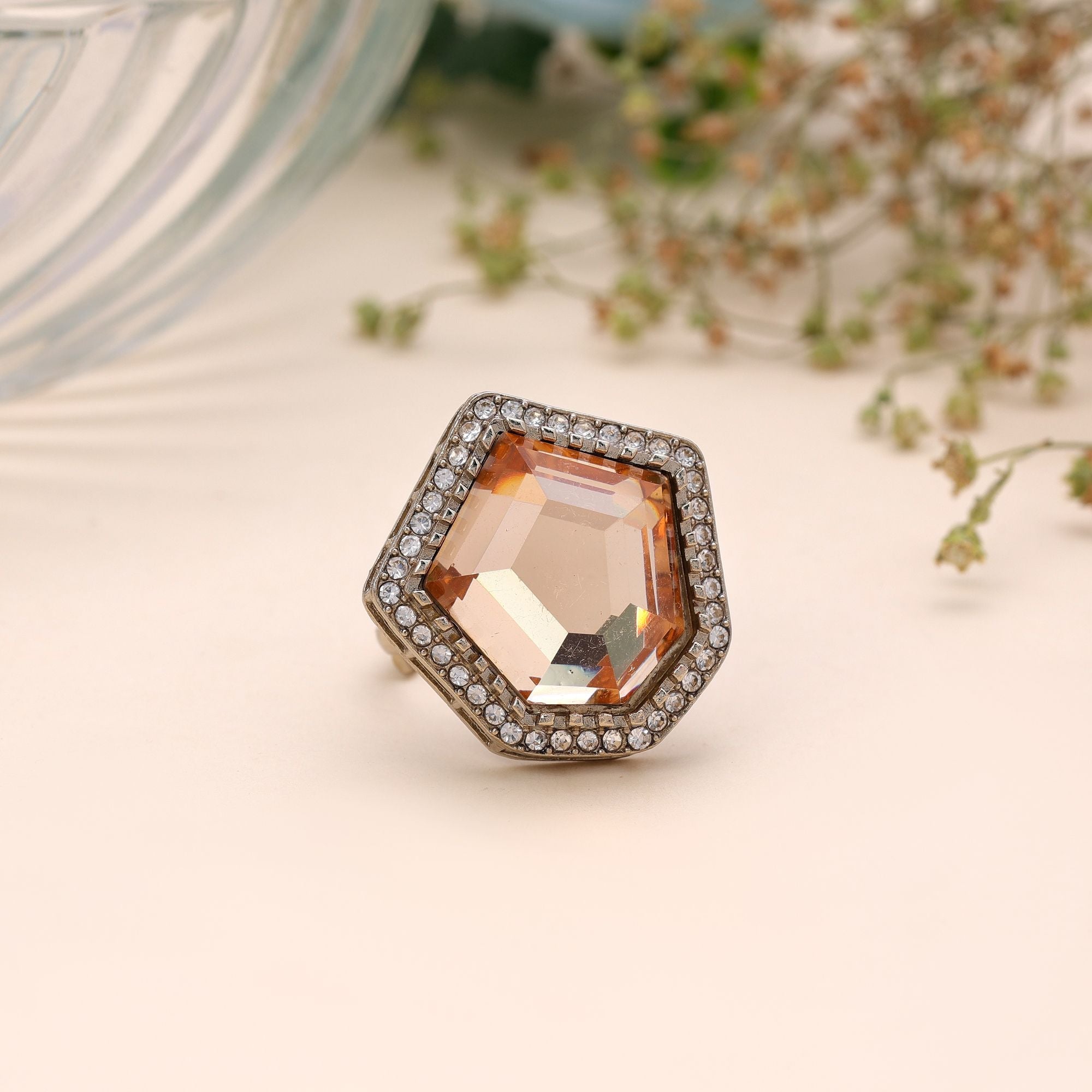 Peach Color Elegant Designer Stone Women's Ring