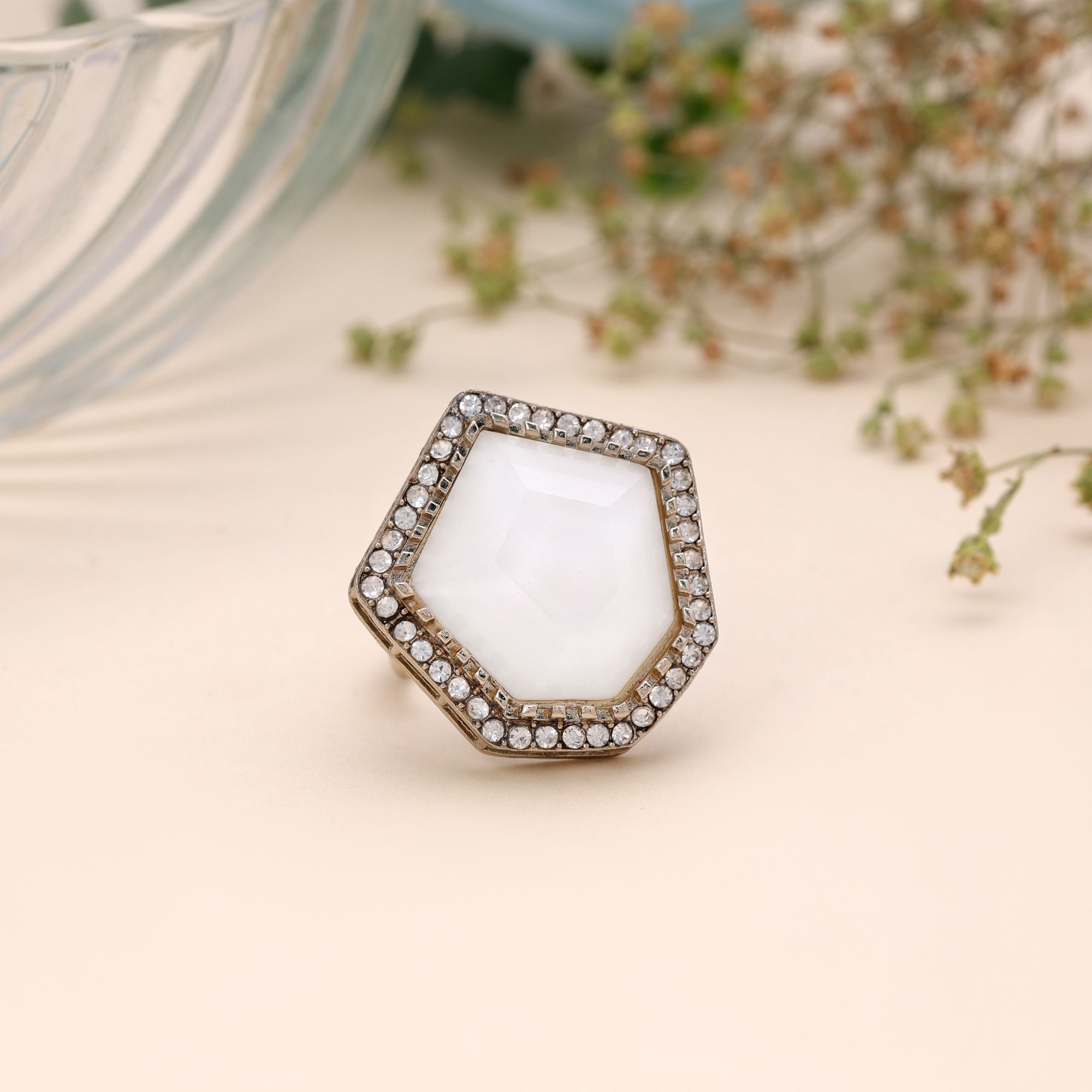 Classic Sparkling Fashion White Color Stone Ring For Women