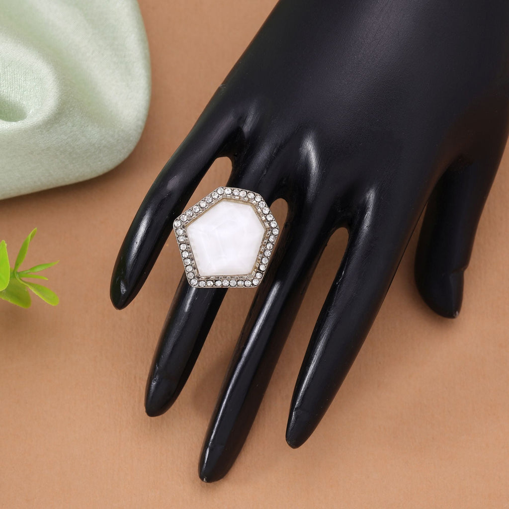 Classic Sparkling Fashion White Color Stone Ring For Women