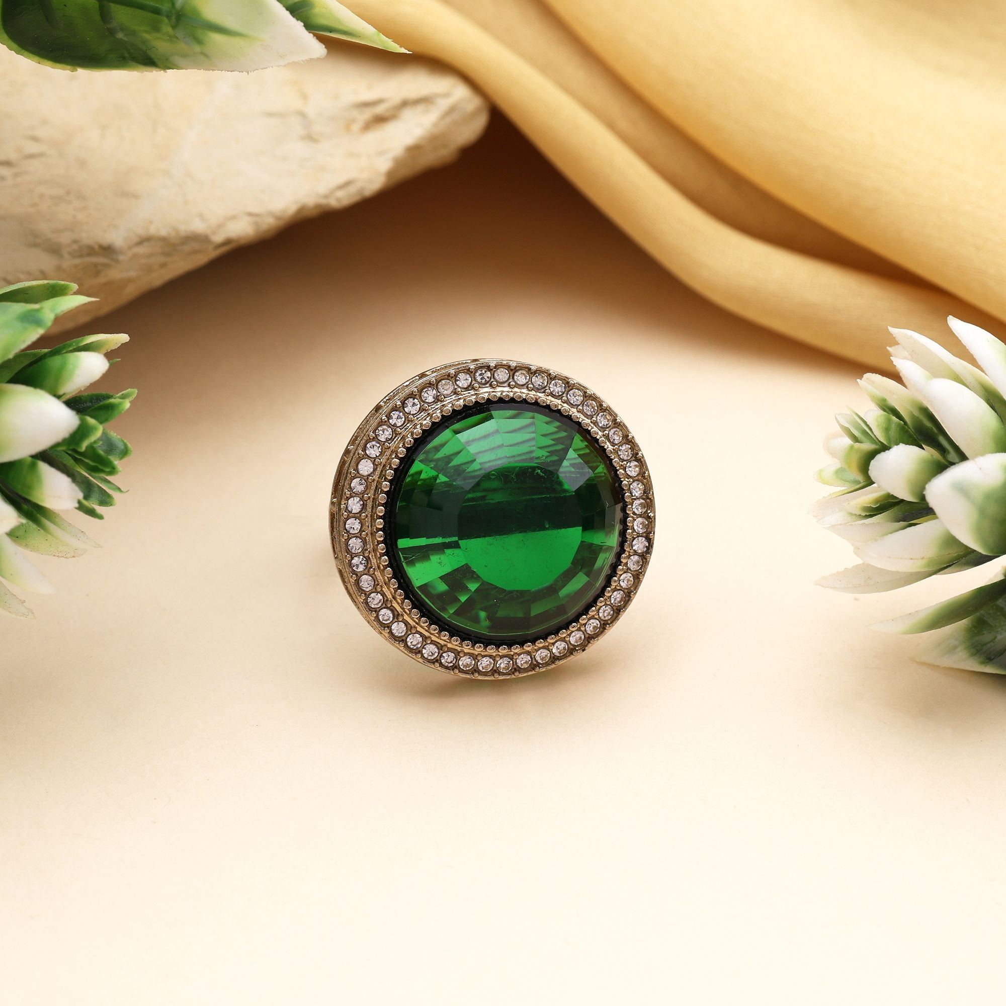 Assorted Color Combo Of 10 Pieces Kundan Rings (FNKDR105CMB)