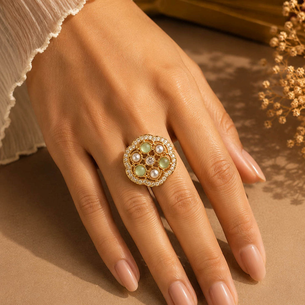 Multi Color Kundan Ring Featuring Beautiful Festive Designer Fashion Style