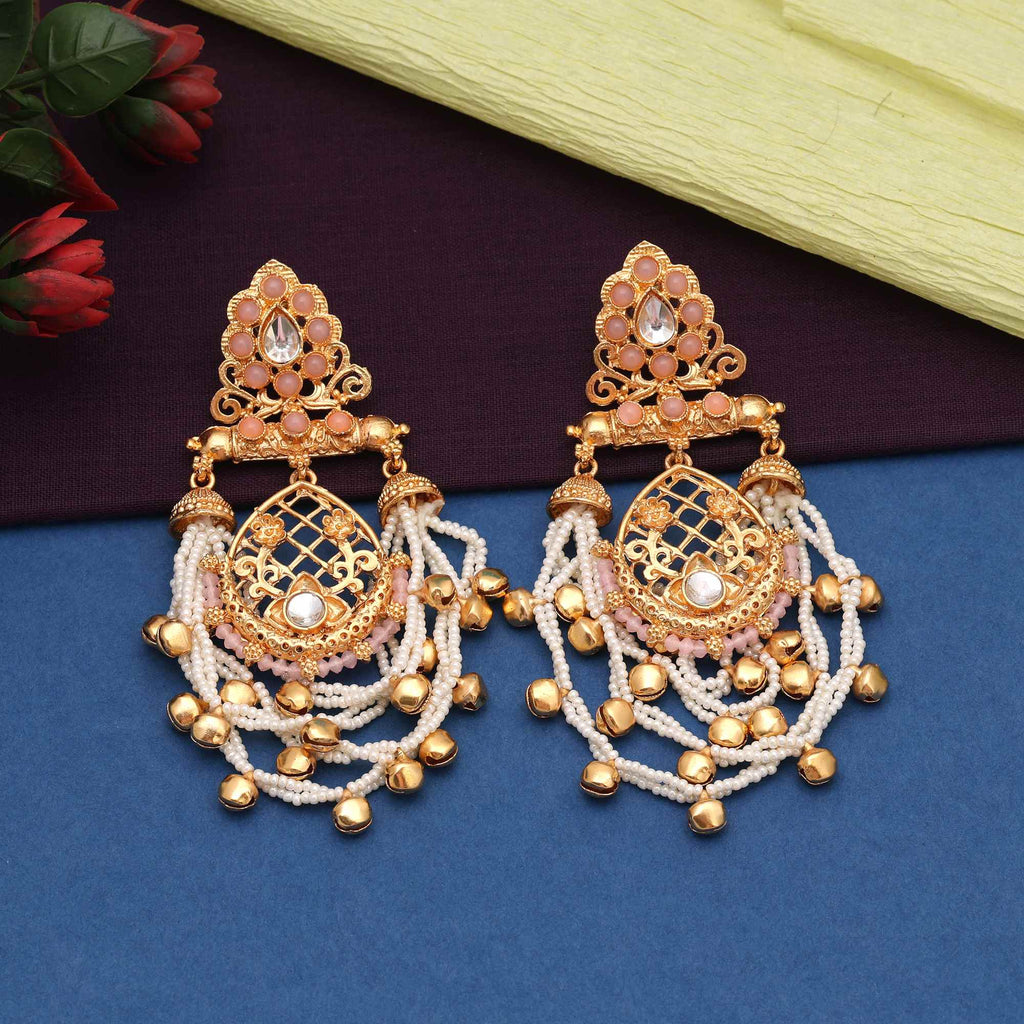 Pink Color Designer Traditional Long Kashmiri Earrings For Women’S Festive Attire