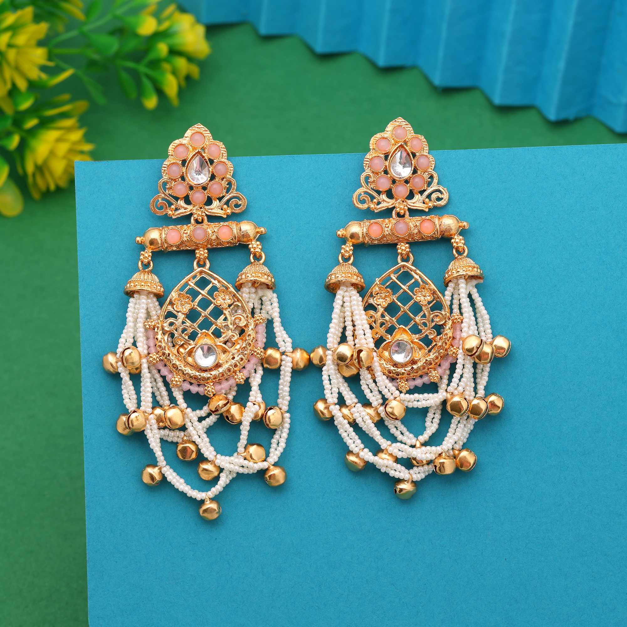 Pink Color Designer Traditional Long Kashmiri Earrings For Women’S Festive Attire