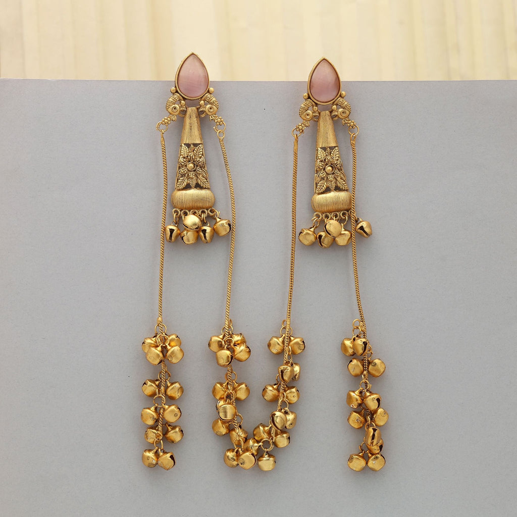 Pink Long Kasmiri Earrings Feminine Style