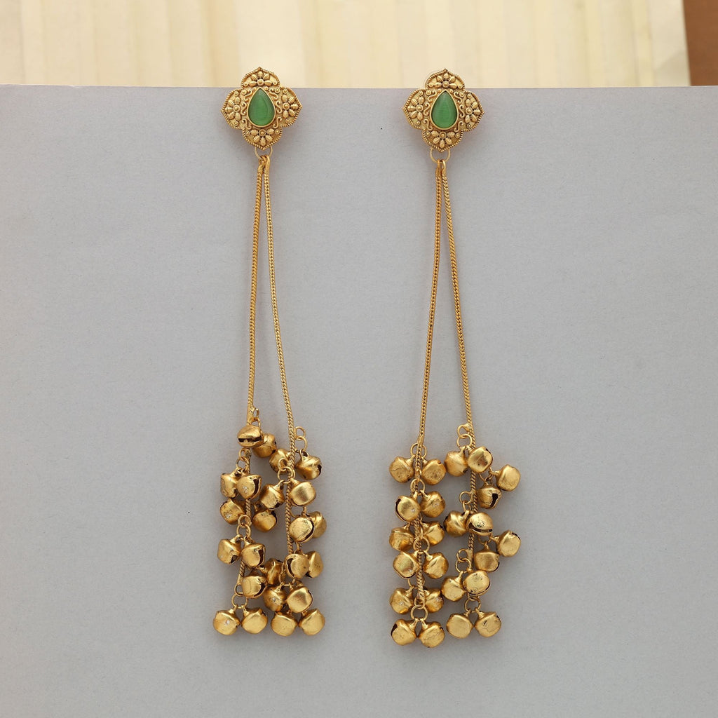 Firozi Long Kasmiri Earrings Festive Style