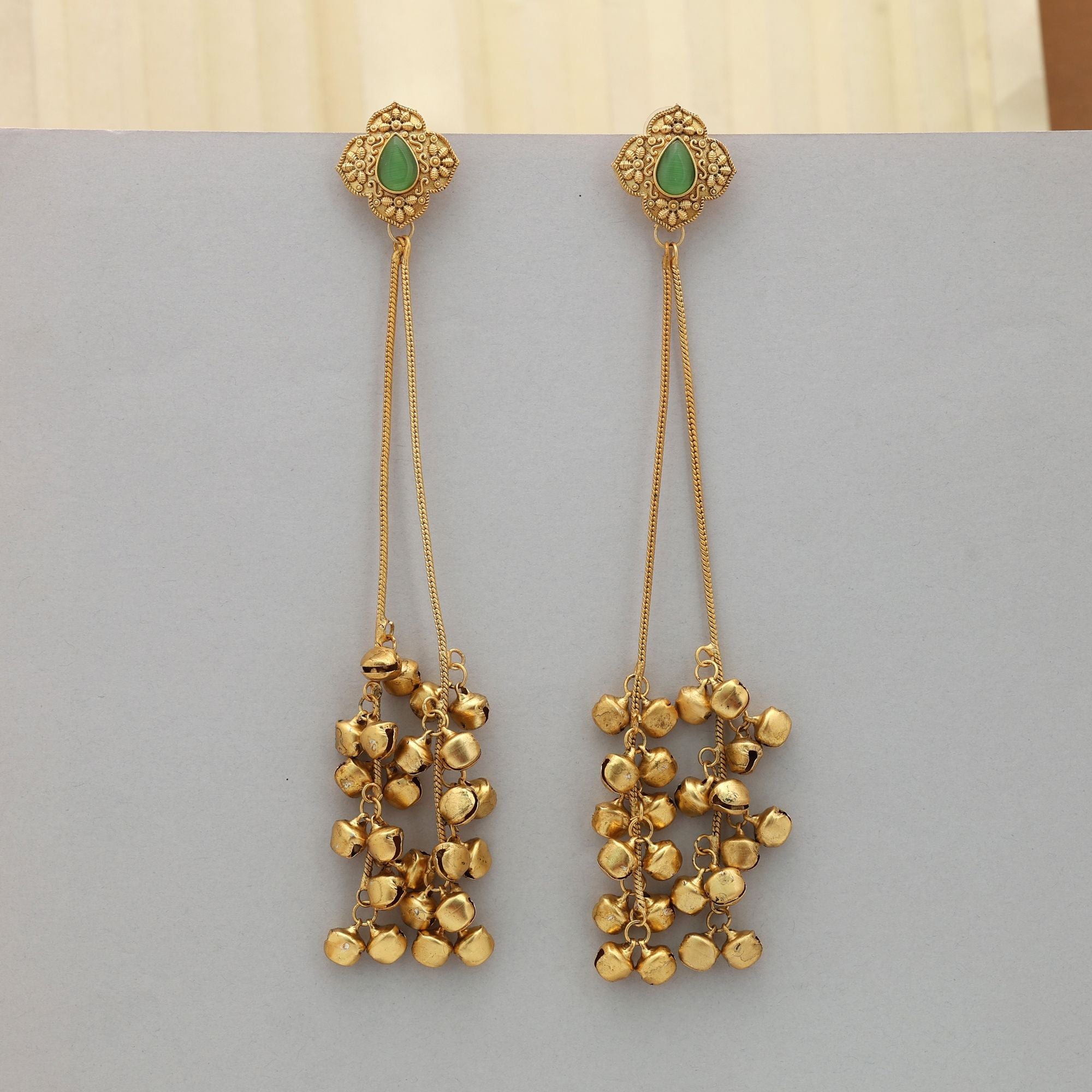 Firozi Long Kasmiri Earrings Festive Style