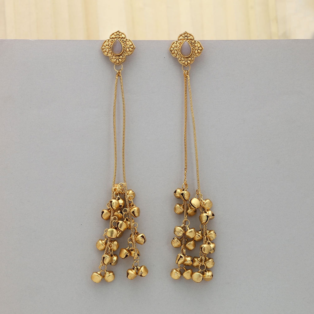 Grey Long Kasmiri Earrings Minimal Style