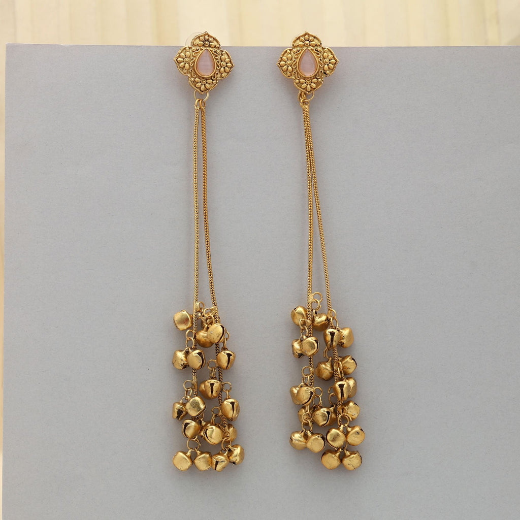Pink Long Kasmiri Earrings Traditional Style