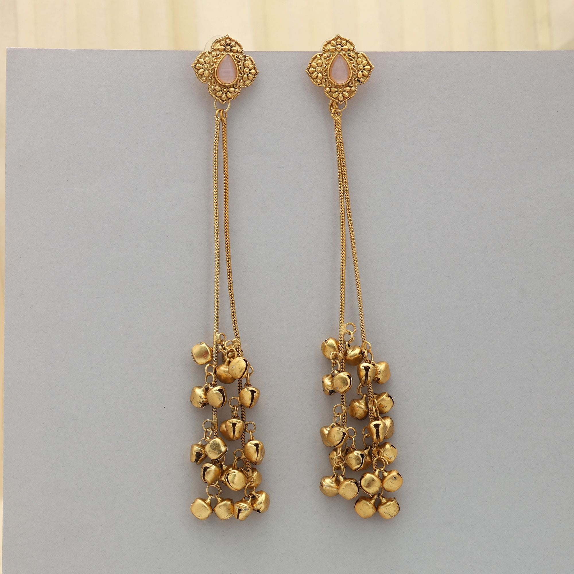 Pink Long Kasmiri Earrings Traditional Style