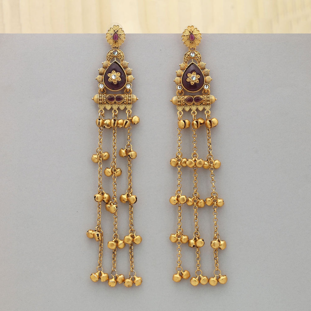 Purple Long Kasmiri Earrings Royal Style